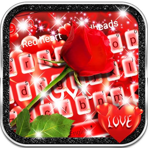 Lovely Red Rose Heart Keyboard theme 10001002