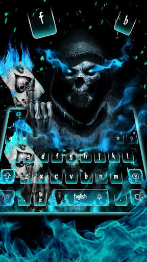 Horrible 3D Fiery Poker Skull Keyboard screenshot 1