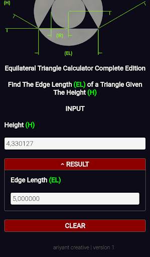 Equilateral Triangle Calculator Complete Edition screenshot 5