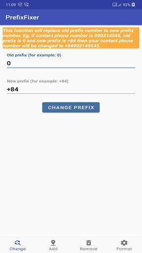 Contacts Prefix Fixer screenshot 1