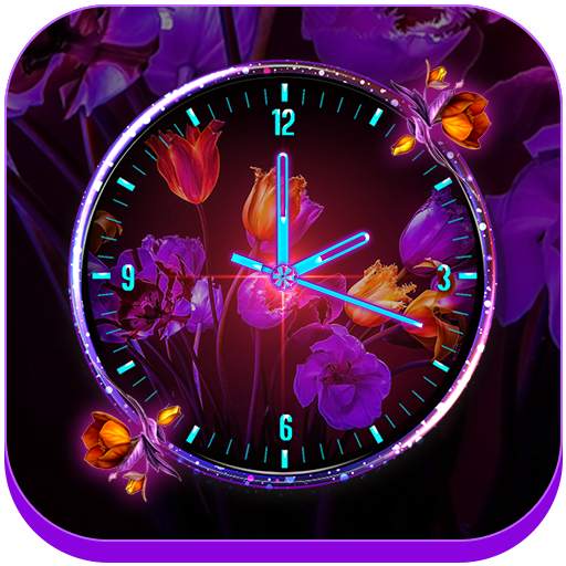 Neon Flower Clock Live Wallpaper 1.0