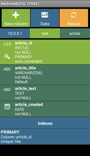 Mobile MySQL Manager (Free) screenshot 6