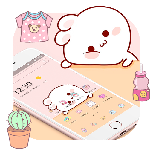 Adorable Pink Cartoon Bunny Theme icon
