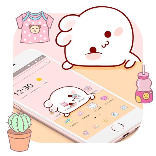 Adorable Pink Cartoon Bunny Theme 1.1.5