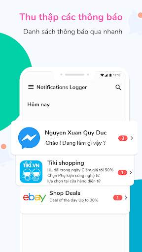 Lịch sử thông báo và nhận diện screenshot 1