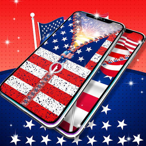 USA flag zipper lock screen screenshot 2