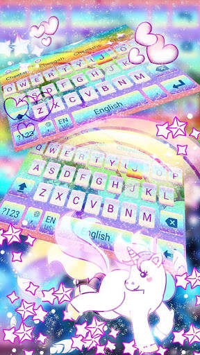 Glitter Galaxy Unicorn Keyboard screenshot 2