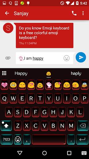 Red Love Emoji Keyboard Theme screenshot 5