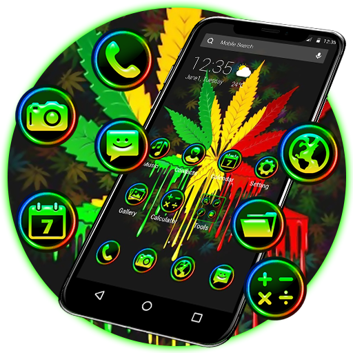 Neon Colorful Weed Smoke APUS Launcher Theme icon