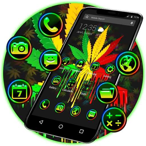 Neon Colorful Weed Smoke APUS Launcher Theme 43.0.1001