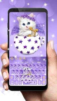 Purple Cute Kitty Cat Keyboard Theme 1 تصوير الشاشة