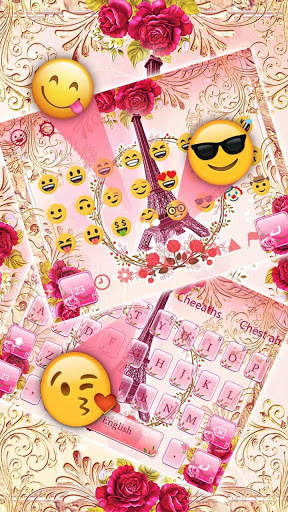 Pink SMS Flowers Keyboard Themes 2019 screenshot 3