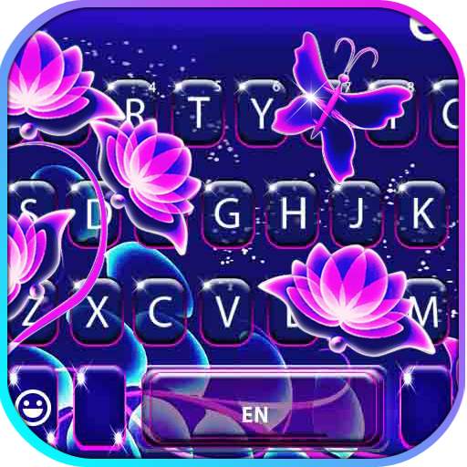 Purple Neon Flowers Keyboard Theme 1.0