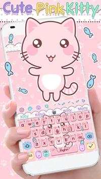 Cute Pink Kitty Keyboard screenshot 1