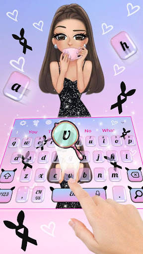 Kawaii Pink Fashion Girl Keyboard Theme screenshot 1