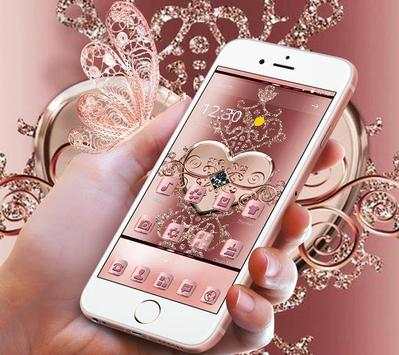 Rose Gold Love Hearts Butterfly Theme screenshot 1