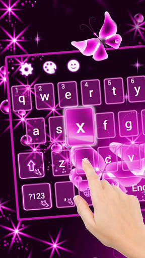 Pink Neon Butterfly Keyboard स्क्रीनशॉट 1