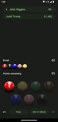Snooker: Scoreboard screenshot 1