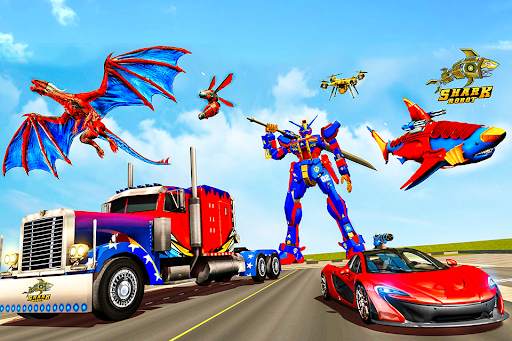 Police Shark Robot Car Game screenshot 1
