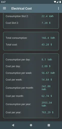 Electrical Cost screenshot 3