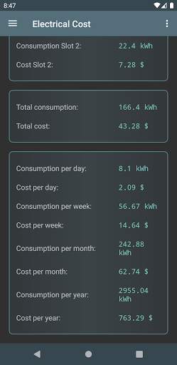 Electrical Cost screenshot 3