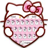 Pink Cute Kitty Cartoon Keyboard Theme 10001004