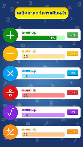 เกมคณิตศาสตร์ - เรียนรู้การบวกการลบการคูณและการหาร screenshot 2