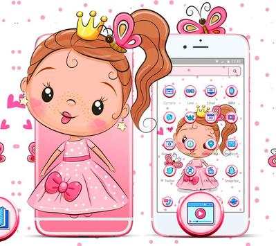 Cartoon Cute Pink Princess Theme screenshot 2