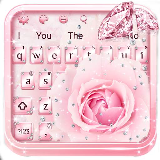 Pink Flower Diamond Keyboard Theme 10001010