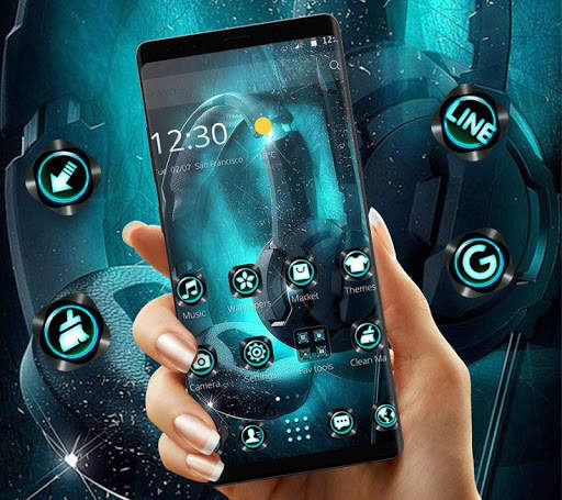 Neon Headset Music Theme screenshot 1