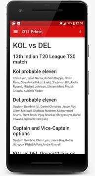 D11 - Dream11 Prime Cricket & Football Teams screenshot 1