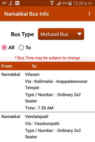 Namakkal Bus Info screenshot 3
