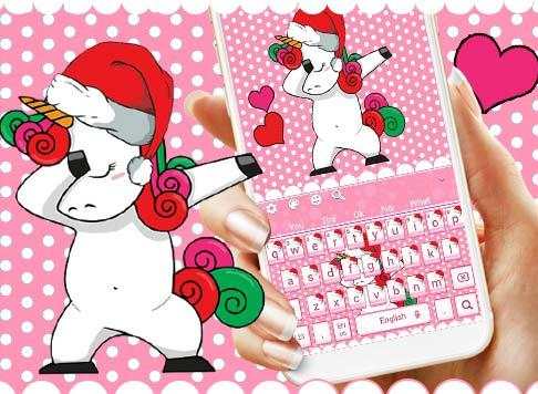 Cute Christmas Unicorn Keyboard Theme screenshot 5