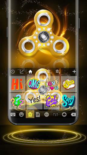 Fidget Spinner Golden Emoji Keyboard Theme screenshot 3
