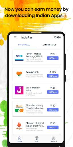 India Pay - refer and earn स्क्रीनशॉट 1