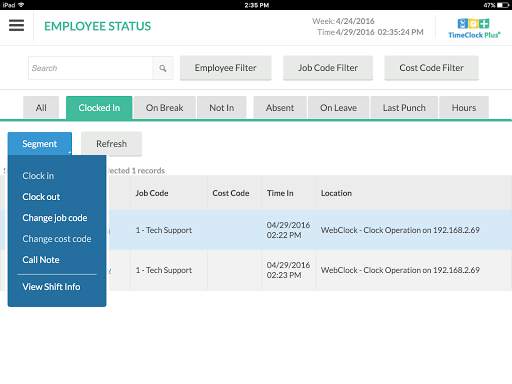 TimeClock Plus Mobile Manager screenshot 3