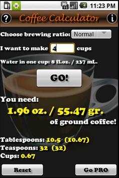 Coffee Calculator Lite screenshot 1