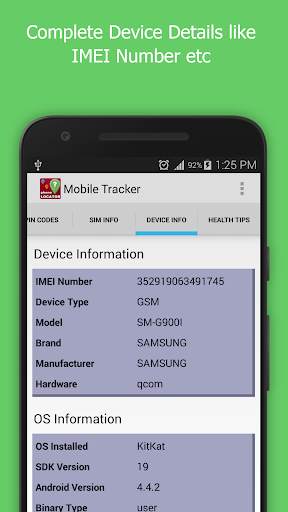 Sim Details and Device Details screenshot 2