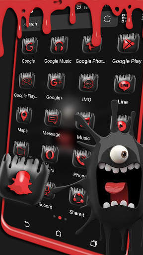 Cute Black Monster Launcher Theme screenshot 2