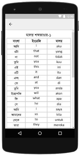 Bangla to Malay Learning App for Free Download screenshot 2