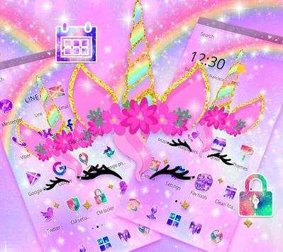 Glitter Rainbow Colorful Cartoon Unicorn Theme screenshot 4