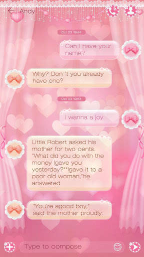 GO SMS PRO PINK HOUSE THEME screenshot 3