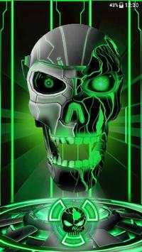 Neon Green tech Skull 3D Theme screenshot 6