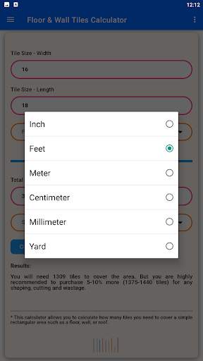 Floor & Wall Tiles Calculator скриншот 8
