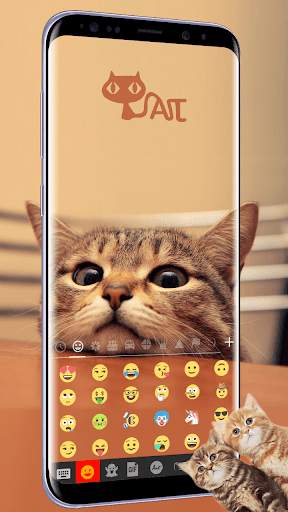 Cute Kitty Emoji Keyboard Theme Wallpaper स्क्रीनशॉट 2