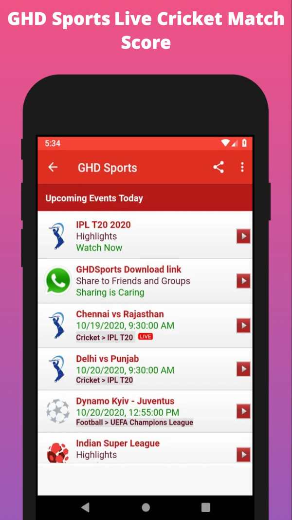 GHd SPORTS - Free HD Live TV Guide скриншот 1