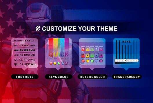 Tema Keyboard Peluncur Iron Man 3D स्क्रीनशॉट 3