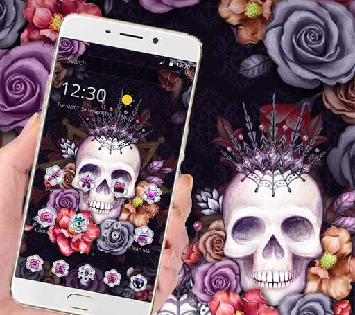 Colorful Flower Skull Fancy Theme 5 تصوير الشاشة