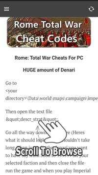 Cheats for Rome Total War स्क्रीनशॉट 1