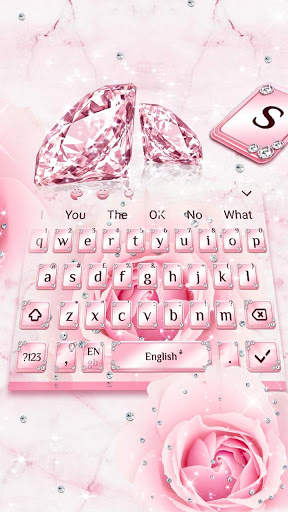 Pink Flower Diamond Keyboard Theme screenshot 5